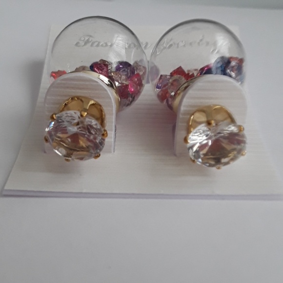 Globe multicolored crystal earnings - Picture 2 of 4